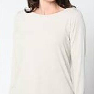 Susan Graver Stone Gray Liquid Knit Bateau-Neck Long Sleeve Tunic Top- 5X- NWOT